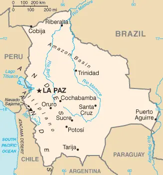 Carte illustrée du pays avec les cordillères explorées par Panacca