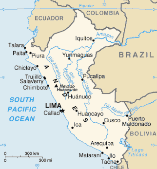 Carte illustrée du pays avec les cordillères explorées par Panacca